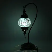 Halay Turkse Lamp - Mozaïek Lamp - Tafellamp - Zwanenhals - Marokkaanse Lamp - Oosterse Lamp - Boog model - Ø 12 cm - Hoogte 43 cm - Authentiek - Handmade - Kleurrijk -