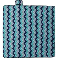 vidaXL Picknickkleed opvouwbaar golven 200x200 cm fluweel blauw