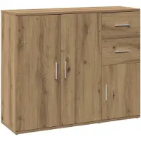 vidaXL - Dressoir - Artisan - Eikenhout - 91x29,5x75 - cm - Bewerkt - Hout
