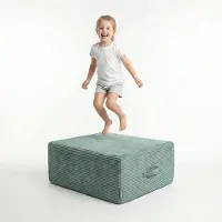 KiddyMoon Kindertrampoline 70x55x30 hupmat - Wasbaar - Kindertrampoline voor thuis - Matras om op te springen - groen