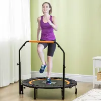 MODFU - Fitnesstrampoline - Inklapbaar Verstelbare Handgreep - Binnen En Buiten - Staal - Zwart - Ø102 Cm