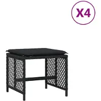 vidaXL Tuinkrukken 4 st met kussens 41x41x36 cm poly rattan zwart