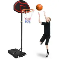 NaiZy Basketbalkorf 156 - 208 cm in hoogte verstelbaar basketbalstandaard met mandnet en basketbal draagbare mandinstallaties met standaard en wielen weerbestendige basketbalinstallatie set