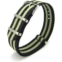 Kaiser Premium Black Beige - Nato strap 22mm - Stripe - Horlogeband Zwart Beige