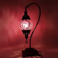 Halay Turkse Lamp - Mozaïek Lamp - Tafellamp - Zwanenhals - Marokkaanse Lamp - Oosterse Lamp - Boog model - Ø 12 cm - Hoogte 43 cm - Authentiek - Handmade - Kleurrijk -