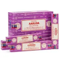 Satya Aaruda Wierook - 12 X 15g - Traditionele Handgerolde Indiase Wierookstokjes - Spirituele Reiniging & Frisse Geur met Kajal Sticker