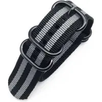 Kaiser Premium James Bond - Zulu Nato strap 24mm - Horlogeband Zwart Grijs