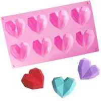Jumada 's - Bakvorm/mal - Hartjes - IJsblokjes - Chocoladevormpjes/Bonbons maken - Zeepvormpjes - 8 mallen per bakvorm - Bakken en Koken - Keukenaccessoires - Siliconen - Roze