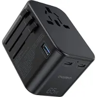 Choetech Podróżna ładowarka ścienna PD65W 2C+A