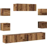 vidaXL 7-delig Tv-meubelset wandmontage bewerkt hout oud houtkleurig