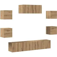 vidaXL 7-delig Tv-meubelset wandmontage artisanaal eiken