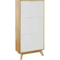Loft 24 Ezra|Schoenenkast met 3 kleppen in eiken look wit