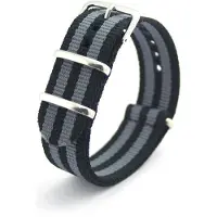 Kaiser Premium James Bond - Nato strap 18mm - Stripe - Horlogeband Zwart Grijs