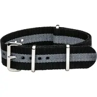 Kaiser Premium Grey Black - Nato strap 20mm - Stripe - Horlogeband Grijs Zwart