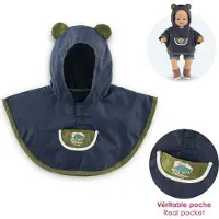 Corolle regenponcho poppenkostuum 36cm met capuchon en berenoortjes.