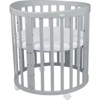 Waldin Multifunctioneel OVAAL 7 in 1 Babybed / peuterbed incl. matras - Grijs