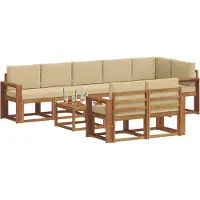 vidaXL Buiten bank set 9 st Natuurlijk en Beige