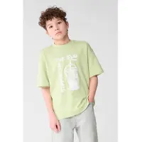 Shoeby T-shirt lichtgroen Jongens Katoen Ronde hals Printopdruk - maat 146/152