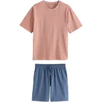 Next Pyjama kort navy / kreeft / lichtoranje / wit