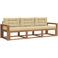 vidaXL Buiten bank set 3 st Natuurlijk en Beige