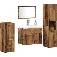 vidaXL Badkamermeubel Set 4 st Oud Hout 60 x 38,5 x 46 cm Bewerkt hout