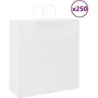 vidaXL Papieren zakken 250 st met hengsels 45x17x48 cm wit