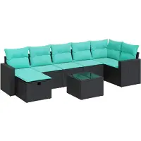 vidaXL 8-delige Loungeset met kussens poly rattan zwart