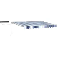 vidaXL Elektrisch Uitschuifbare Zonneluifel Blauw en Wit 3 x 2,5 m