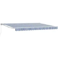 vidaXL Handmatig uitschuifbare luifel Blauw en Wit 4 × 3,5 m