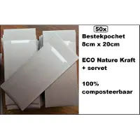 Wefiesta 50x ECO Bestekpochet 8x18,5cm Nature Kraft + servet - 100% composteerbaar bestek pochet servetten tissue diner eten festival snack carnaval festival evenement kerst thema feest