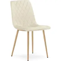 Leobert Eetkamerstoel TURIN - Lichtbeige fluweel - Eikenlook poten - Modern design