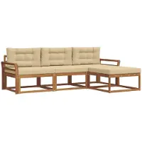 vidaXL Buiten bank set 4 st Natuurlijk en Beige