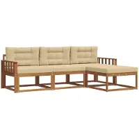 vidaXL Buiten bank set 4 st Natuurlijk en Beige