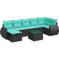 vidaXL 8-delige Loungeset met kussens poly rattan zwart