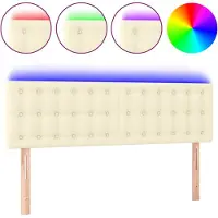 vidaXL Hoofdbord LED 144x5x78/88 cm kunstleer crèmekleurig