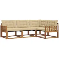 vidaXL Buiten bank set 4 st Natuurlijk en Beige