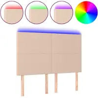 vidaXL Hoofdbord LED 144x5x118/128 cm kunstleer cappuccinokleurig