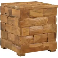 vidaXL - Opbergkruk - met - opslag - Bruin - 40 - x - 40 - x - 45 - cm - Massief - Teakhout