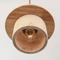 LumenXL Japandi hanglamp Travia van travertin (natuursteen) en licht hout
