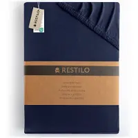 Restilo Amber Jersey Hoeslaken - Klassiek, Marineblauw, 80-90x200cm
