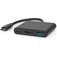 Nedis USB-C naar HDMI 4K 30Hz, USB-A en USB-C adapter / zwart - 0,10 meter