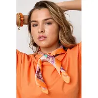 Yehwang Hoofdsjaal - Satijnen Haar Sjaal - Neksjaal - Festival Look - Vierkante Sjaal - Fantasie - Zomer Sjaal - Haarband - Orange Fever