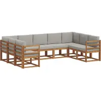 vidaXL Buiten bank set 9 st Natuurlijk en Licht Grijs