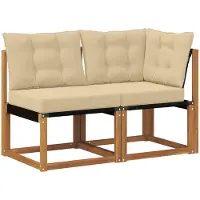 vidaXL 2 st Outdoor Midden- en Hoekbank Naturel