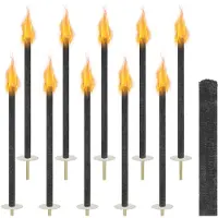NaiZy 10x waxfakkels buitenfakkels, 100 minuten brandtijd, tuinfakkel gemaakt van natuurlijke wax met handbescherming en extra lange steel voor gebruik buitenshuis