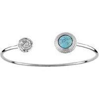Cavill - Zilveren Armband - 925 Sterling Zilver - Turkoois 1 15 ct Ronde 8mm Cabochon Edelsteen uit VS - Handgemaakt Elegant Sieraad Dames