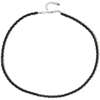 Cavill - Zilveren Halsketting 925 Sterling Zilver Gerhodineerd - 45,89 ct Zwarte Spinel Ronde Gefacetteerde Kralen - Elegant Accessoire 45 cm