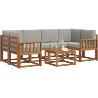 vidaXL Buiten bank set 7 st Natuurlijk en Licht Grijs