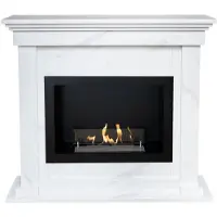Xaralyn Ethanolhaard - Flex BRI-ML - Marmerlook - 1,5 kW verwarmingscapaciteit - Inclusief inbouwhaard en schoorsteenmantel - Decoratieve haard