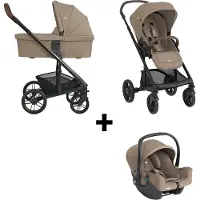 Joie Kinderwagen Chrome2 Trio 3-in-1 Cashew incl. i-Snug2 Autostoel, Adapterset & Regenhoes + Isofix Base